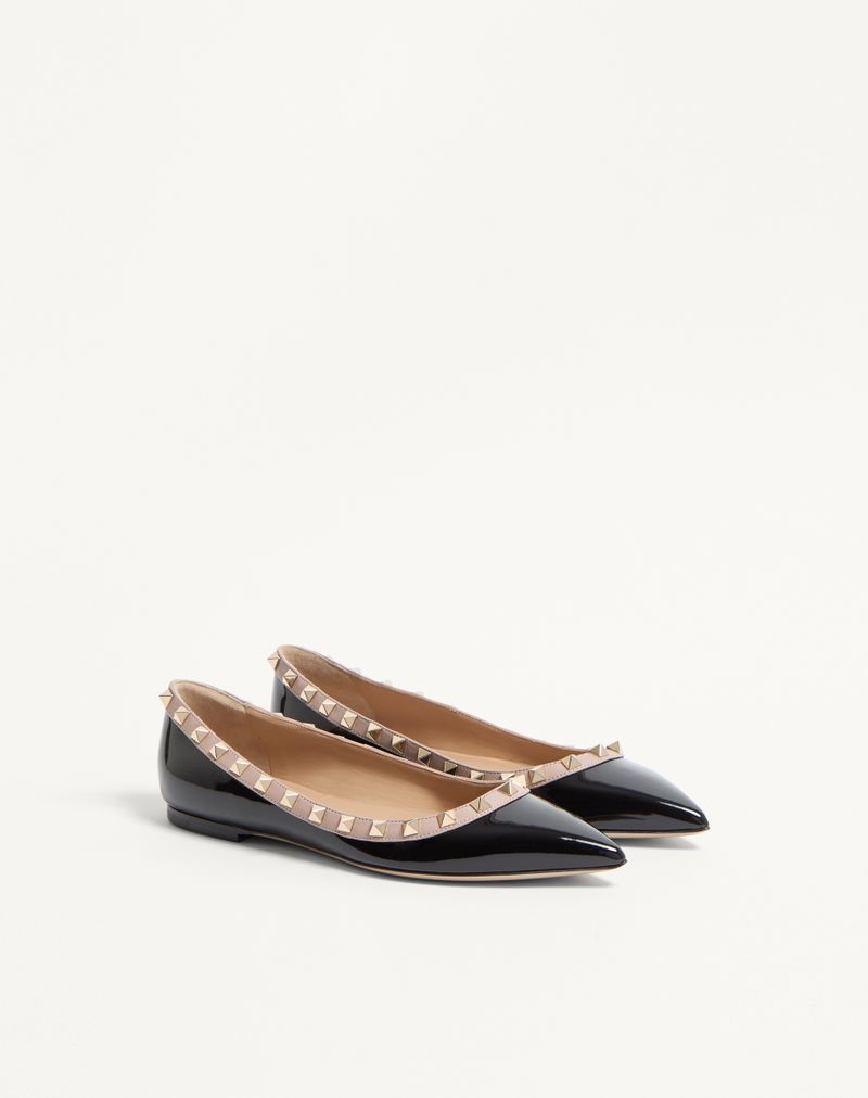 Rockstud ballerina i laklæder