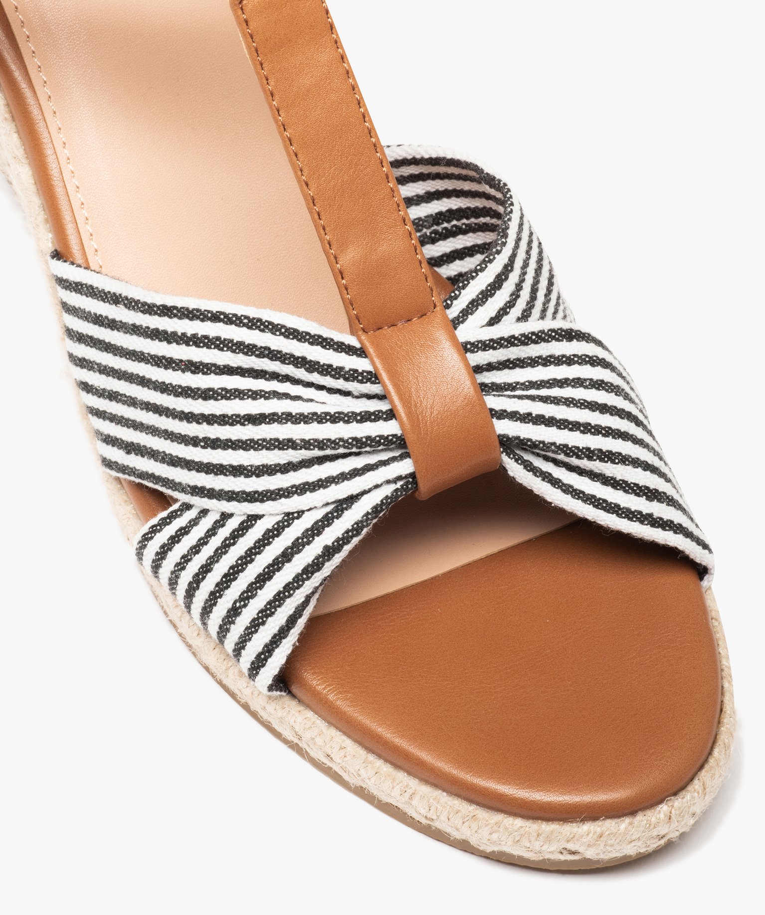 Sandales femme compensées dessus en toile drapée marine | GEMO