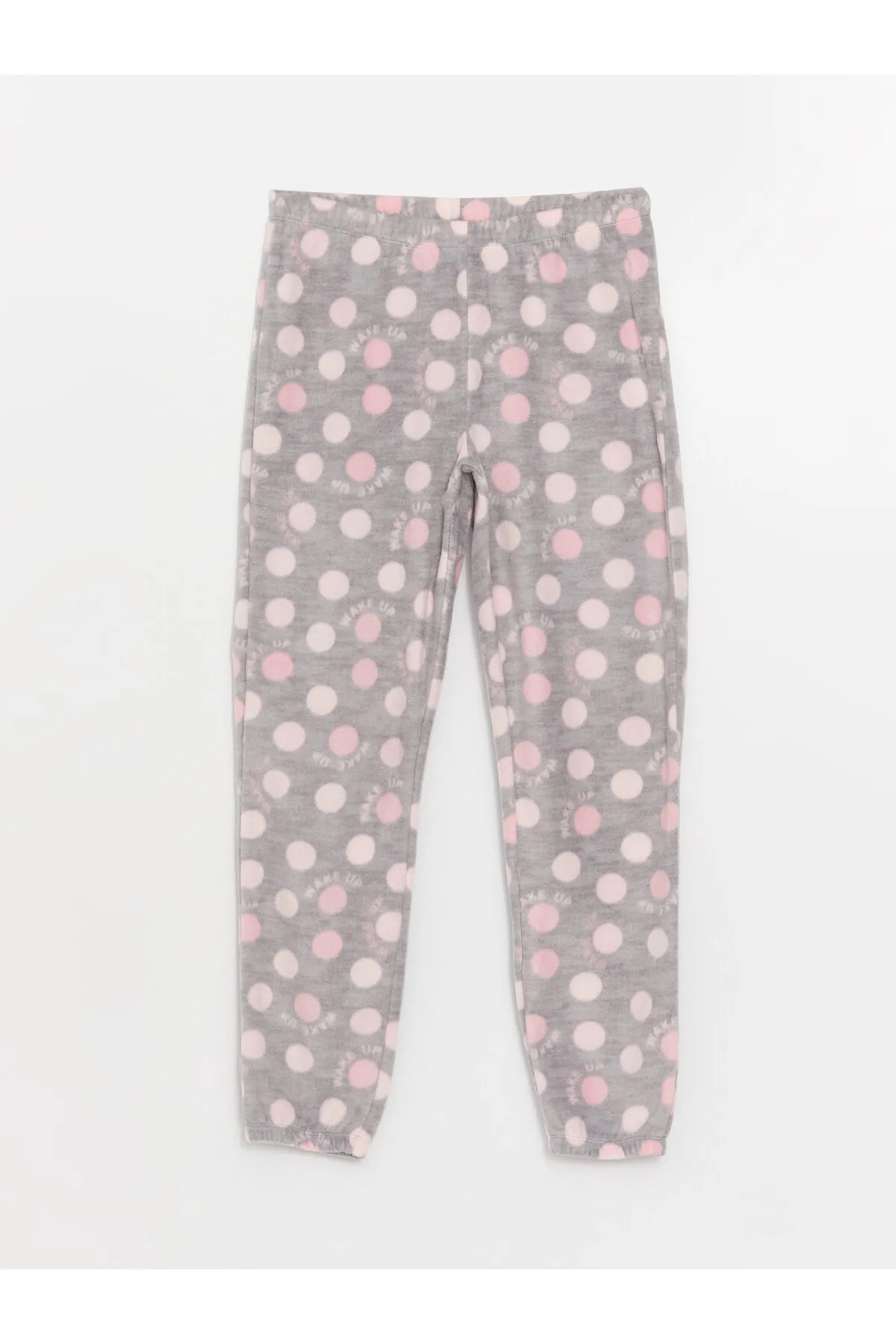 LC Waikiki  Gemustertes Langarm-Pyjama-Set aus Fleece für Damen mit Rundhalsausschnitt