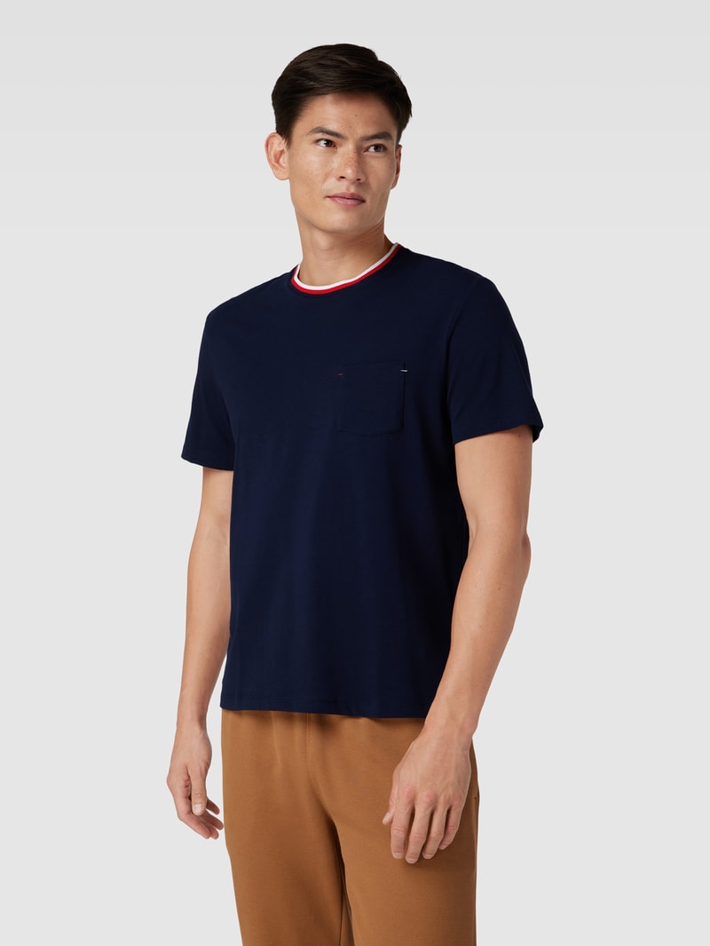 T-Shirt mit Kontraststreifen Modell 'FRENCH FLAG' in marineblau