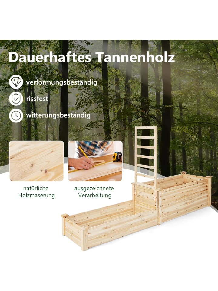 COSTWAY Hochbeet mit Rankgitter in Beige günstig kaufen onesize