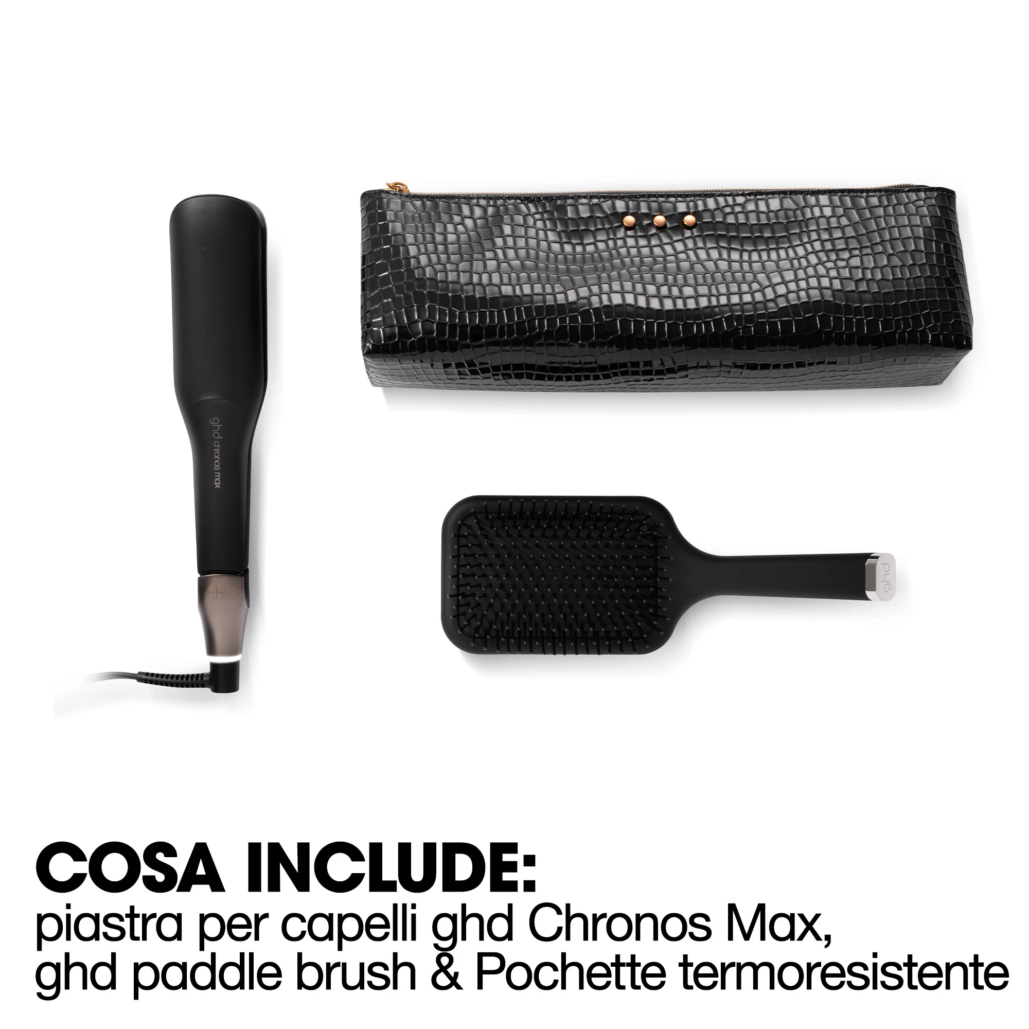 GHD Chronos Max Styler Geschenkset – Professioneller Haarglätter + Paddelbürste – Haarstyling-Geschenksets, Haarglätter, Bürsten