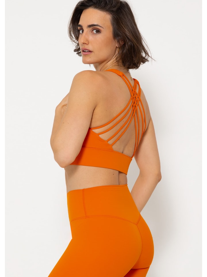 SASSYCLASSY Crop Sport-BH mit Kreuz Rücken in Orange günstig kaufen
