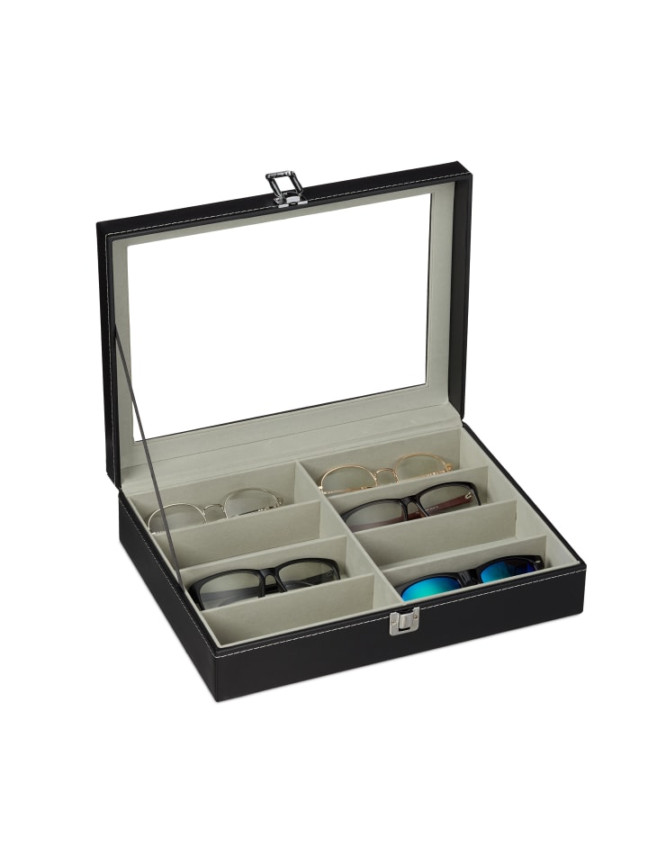 relaxdays Brillenbox in Schwarz - (B)33,5 x (H)8,5 x (T)24,5 cm günstig kaufen onesize