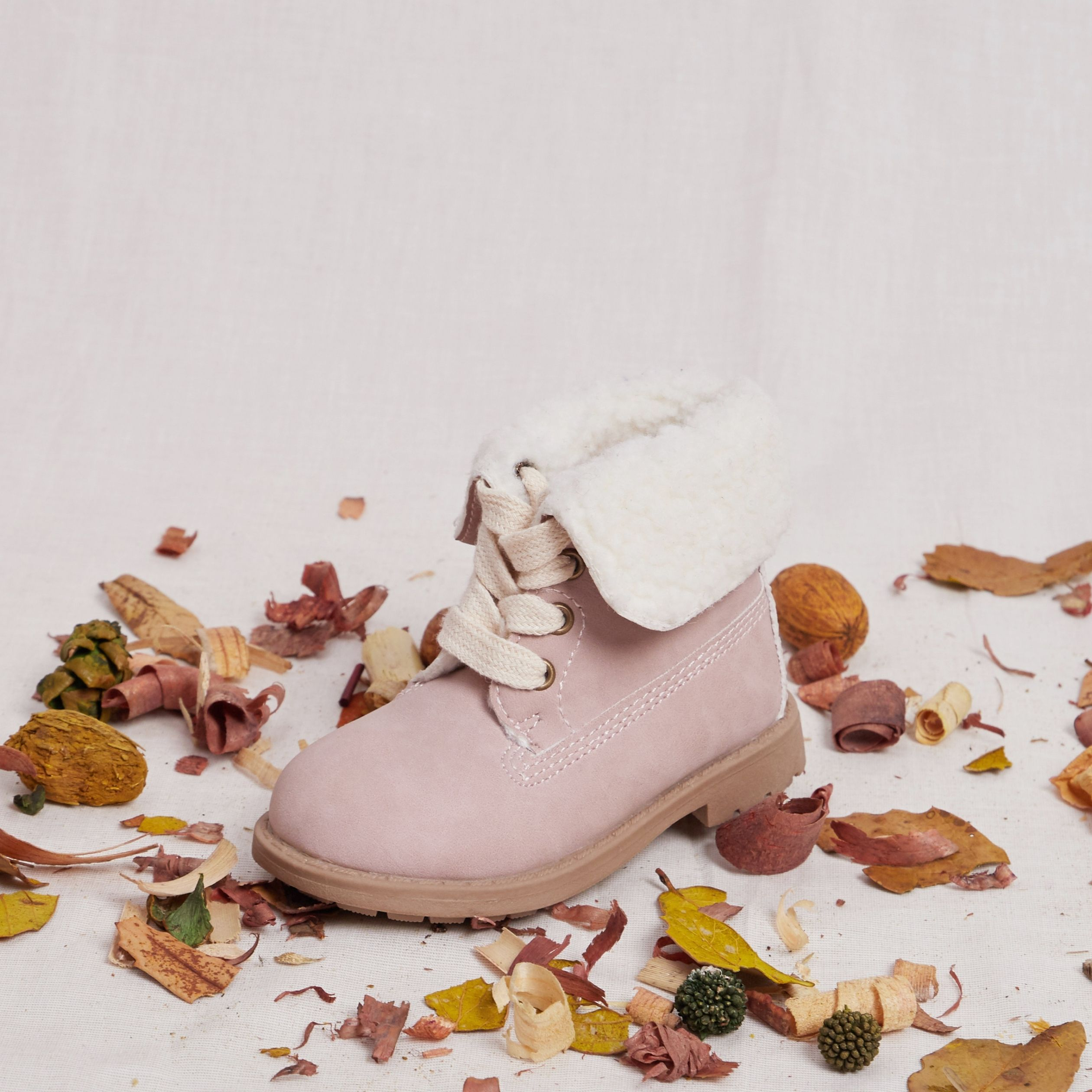 Bottines à fausse fourrure rose bébé fille | La Halle