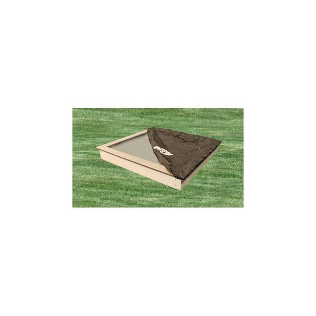 SUNNY Sandy Bac à Sable Enfant | Bac à Sable pour Enfants en Bois avec bâche gris / blanc | 127 x 127 cm marron