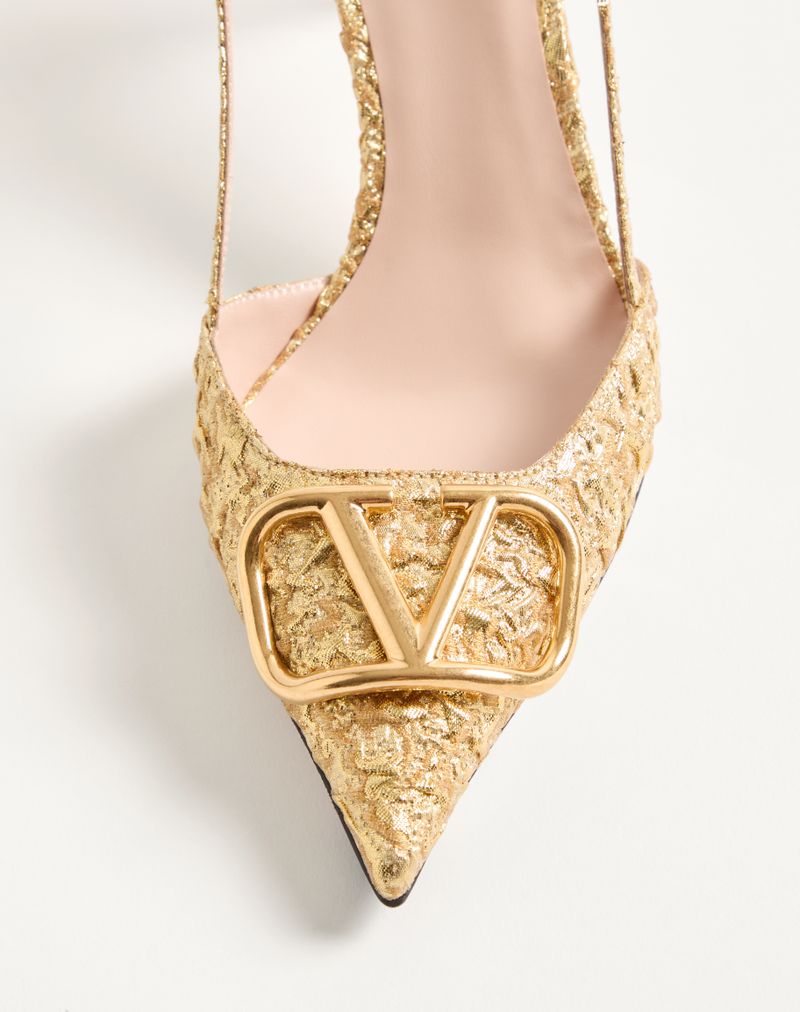 Sandálias VLogo Signature Slingback Décolleté em tecido jacquard cloqué de 80 mm