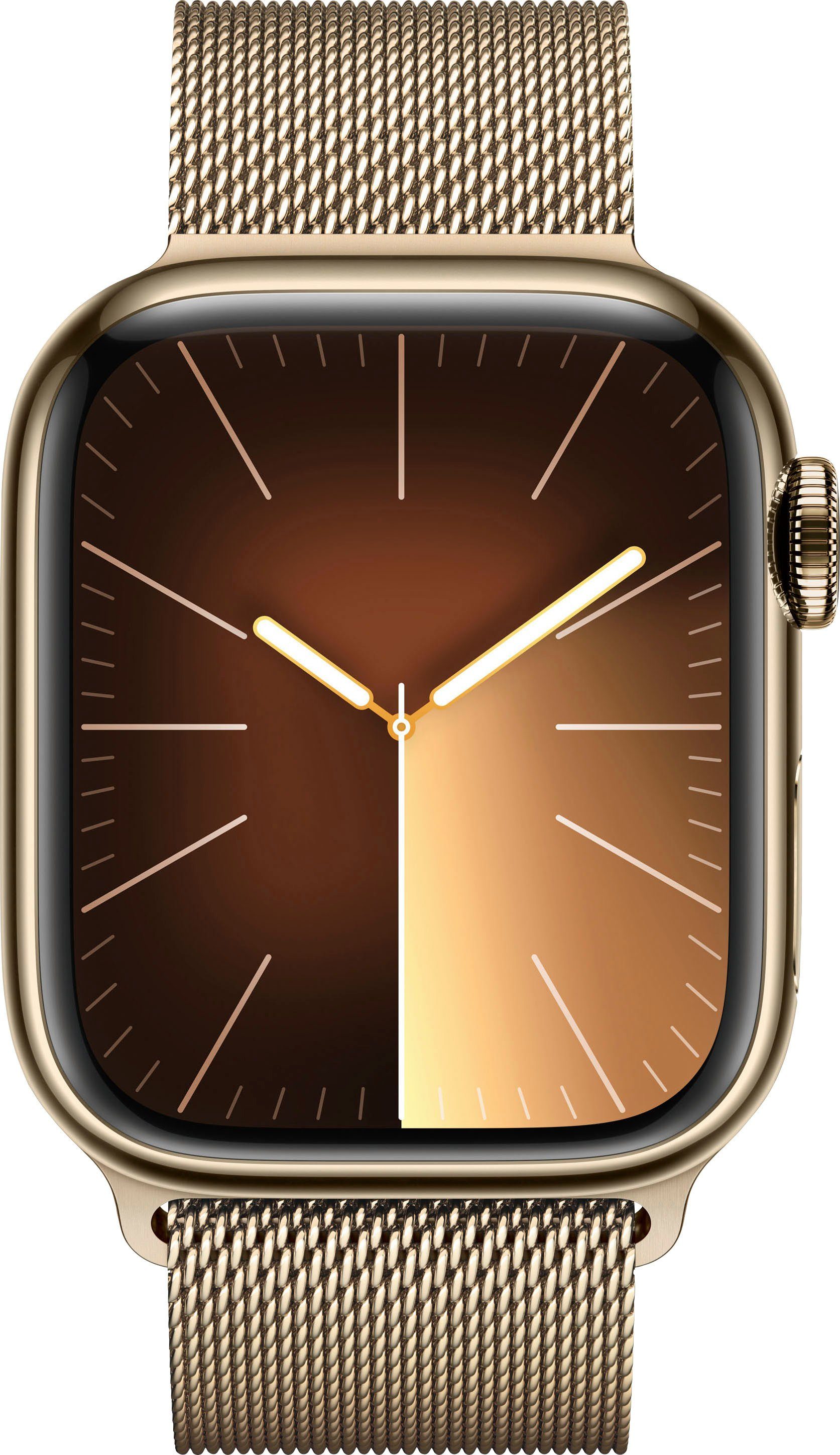 Apple Watch Series 9 GPS + Cellular 41mm Edelstahl Smartwatch (4,1 cm/1,61 Zoll, Watch OS 10), Milanese Loop