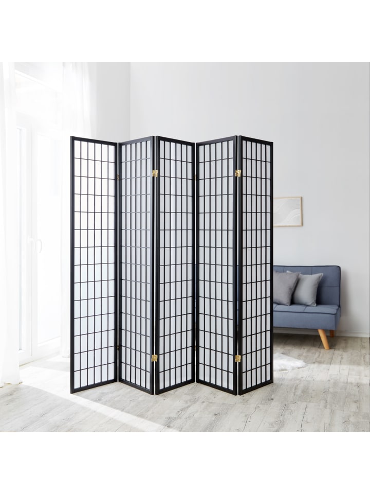 Homestyle4u 5-tlg. Paravent in Schwarz 220x175 günstig kaufen onesize