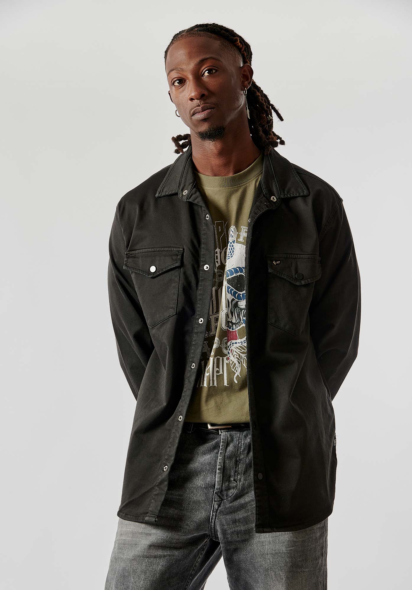 RINGO  Chemise en jean noire Homme