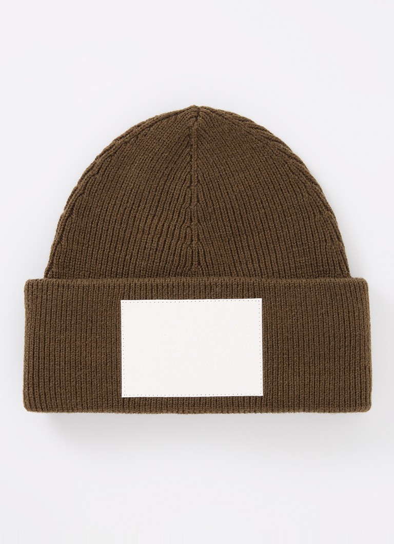 MM6 Rib-knit hat in virgin wool blend with logo patch