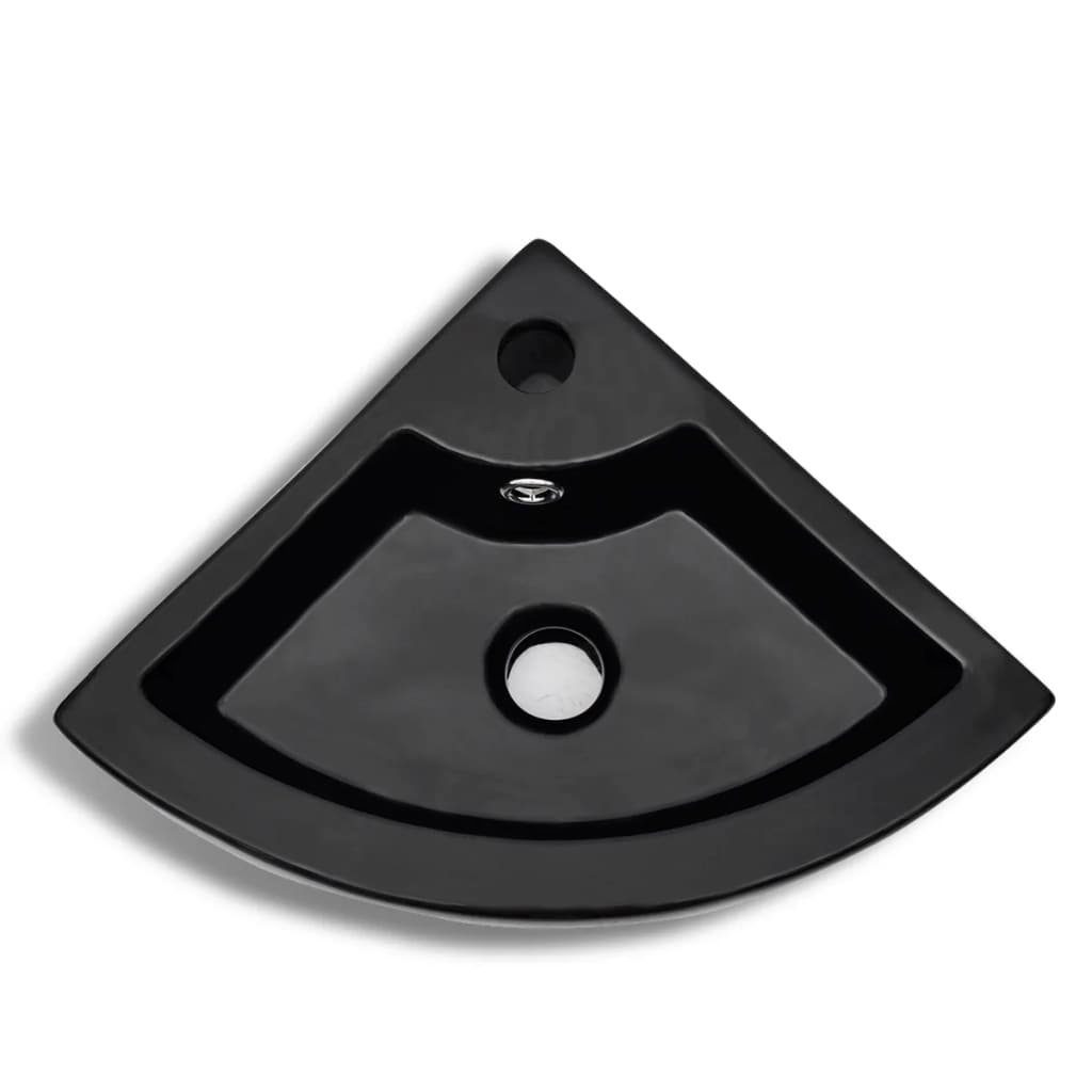 vidaXL Waschbecken Waschbecken mit Überlauf 45 x 32 x 12,5 cm Schwarz
