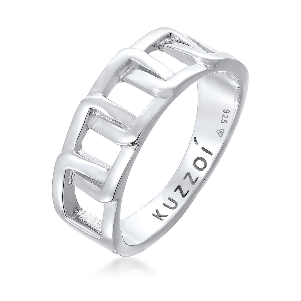 KUZZOI KUZZOI Bague Hommes Chunky Chain look maillons en argent sterling 925 Bague