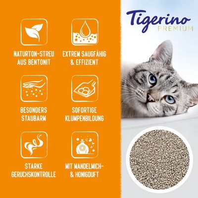 Tigerino Premium Katzenstreu – Mandelmilch- & Honigduft