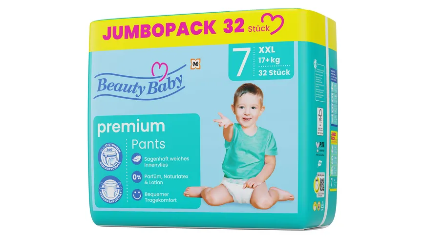 Beauty Baby Premium Dry Pants, Größe 7 XXL Jumbo, 17+ kg