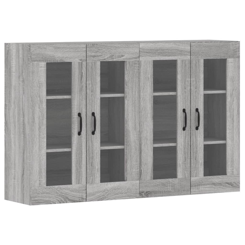 vidaXL Anrichte Wandschränke 2 Stk Grau Sonoma Holzwerkstoff Glas Vitrine Hängeschrank