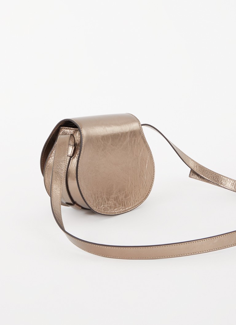 Borsa a tracolla piccola Chloé Marcie in pelle di vitello con finitura metallica
