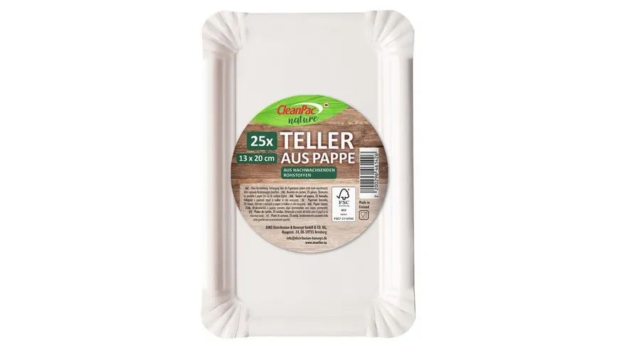 CleanPac nature Pappteller 13x20 cm weiß