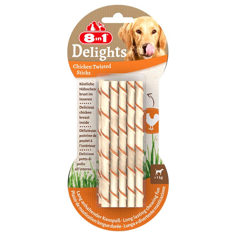 8in1 Delights Twisted Sticks für kleine Hunde Huhn