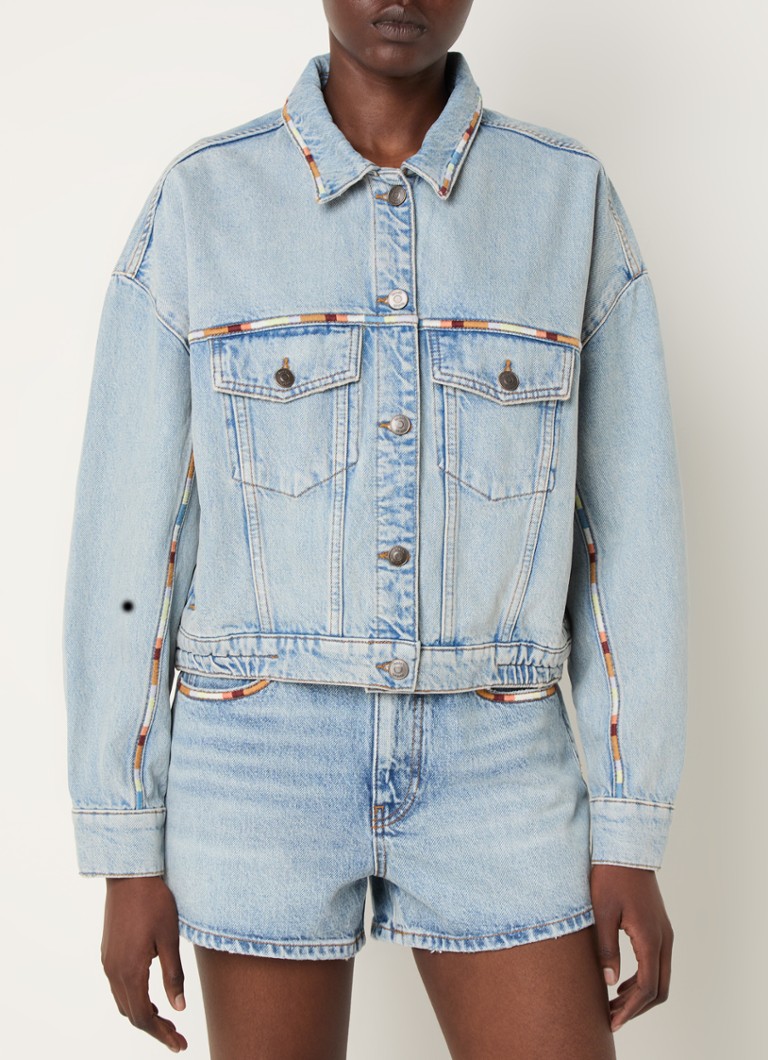 Jachetă din denim Ba&sh Fox cu broderie și buzunare laterale.
