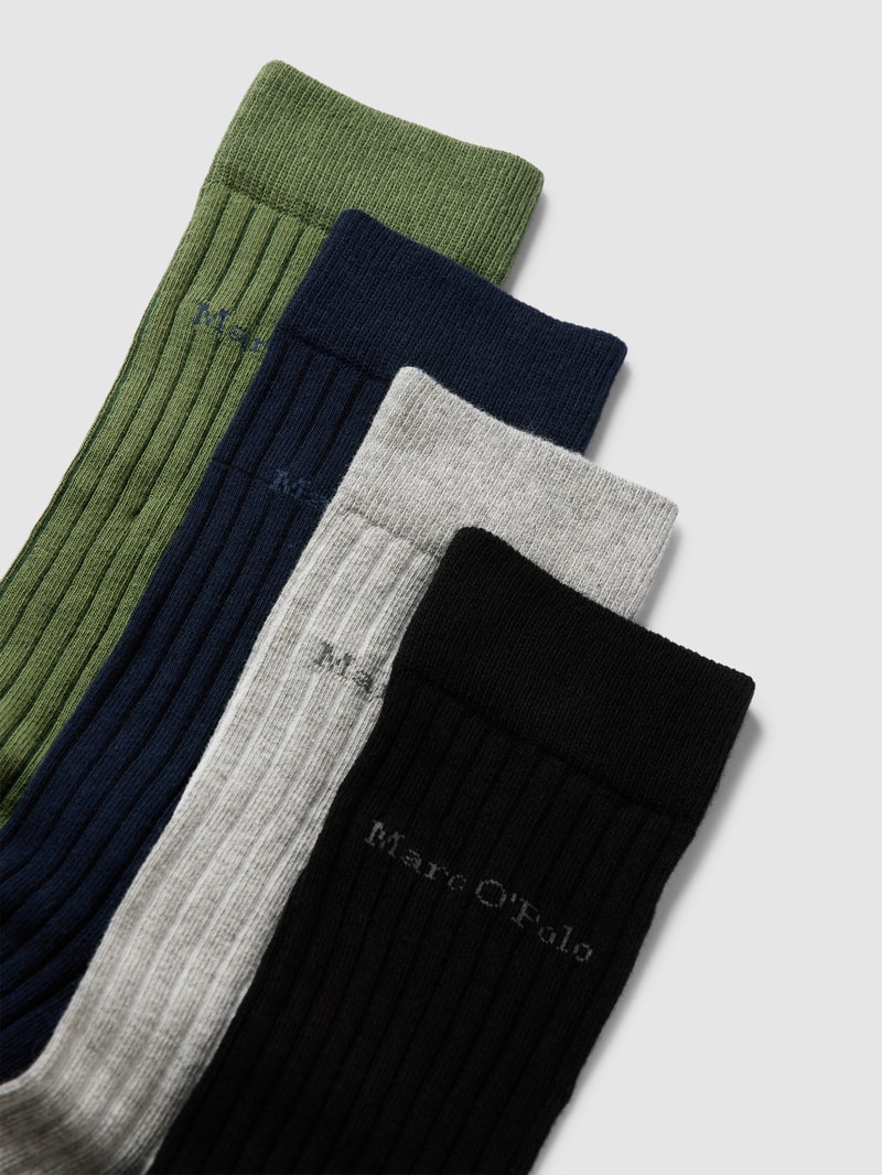 Socken mit Label-Detail im 4er-Pack Modell 'MARC' in mittelgrau meliert
