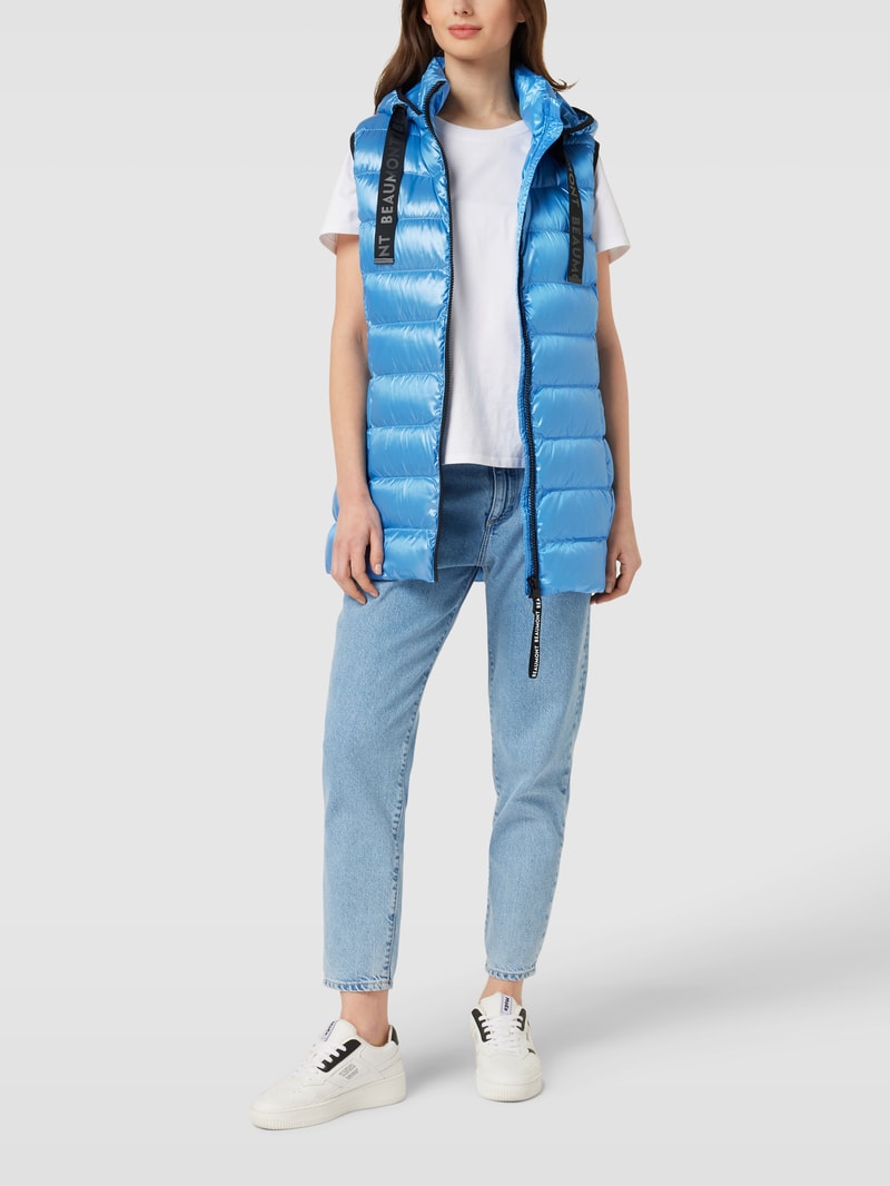 Daunenweste mit Label-Details in blau
