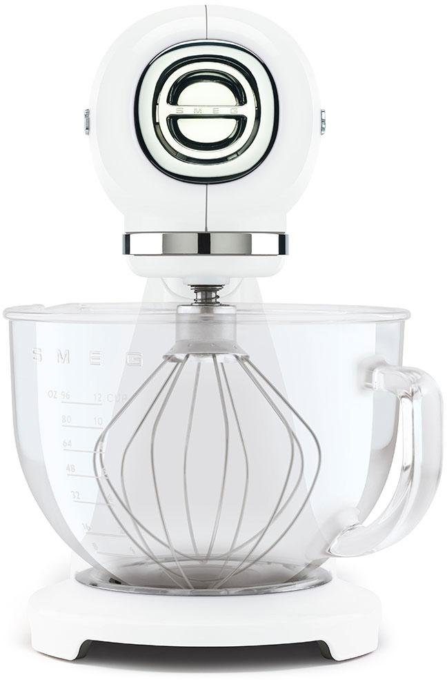 Smeg Küchenmaschine SMF13WHEU Weiß, 800 W, 4,8 l Schüssel, Glasrührschüssel mit ergonomischem Griff