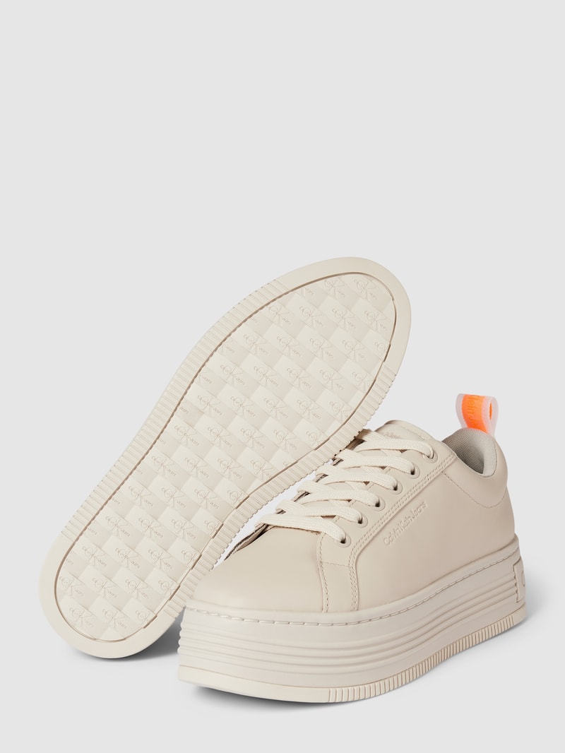 Sneaker aus Leder-Mix Modell 'BOLD' in beige