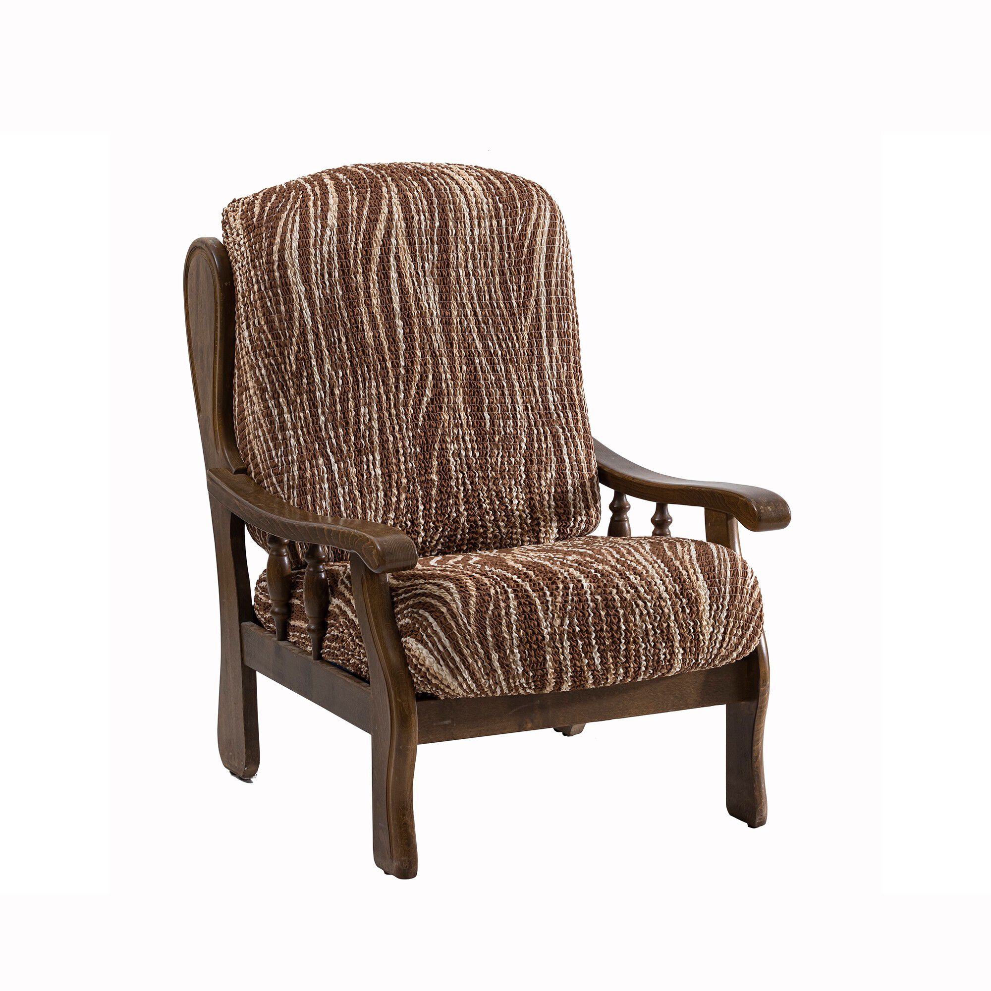 Housse microfibre bi-extensible imprimé vagues spéciale fauteuil rustique