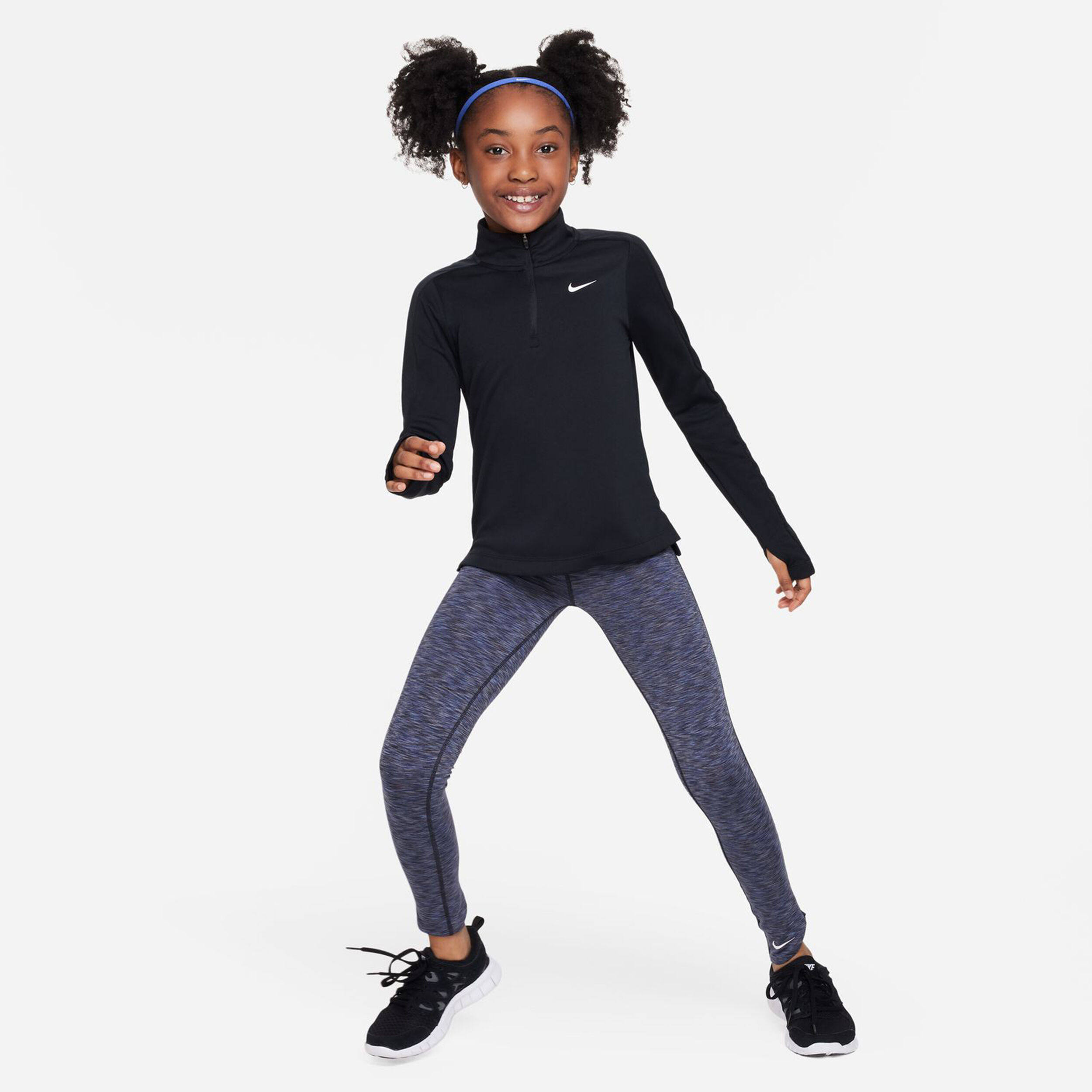 Dri-Fit Half-Zip Longsleeve Mädchen - Schwarz