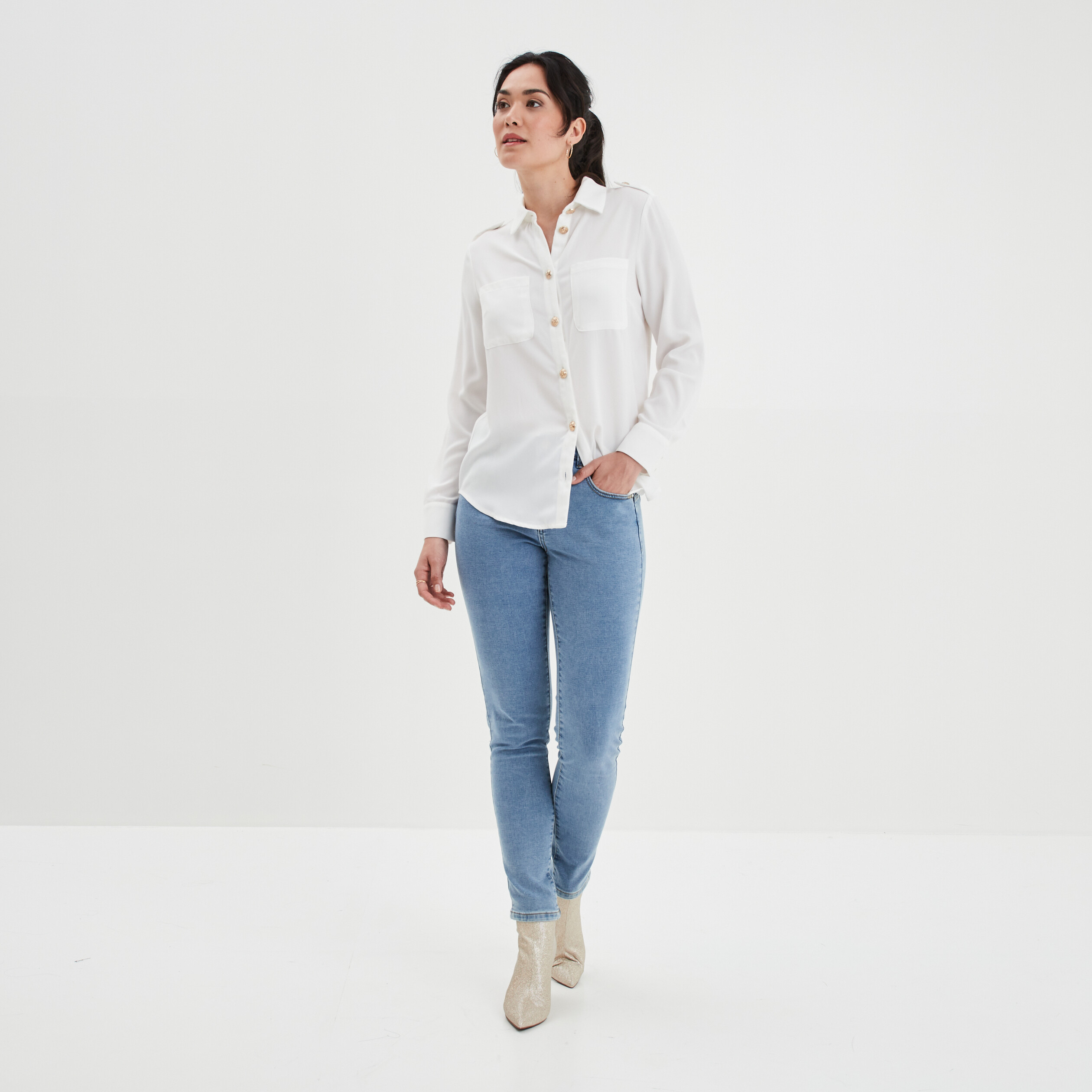 Chemise manches longues Mosquitos blanc femme | La Halle