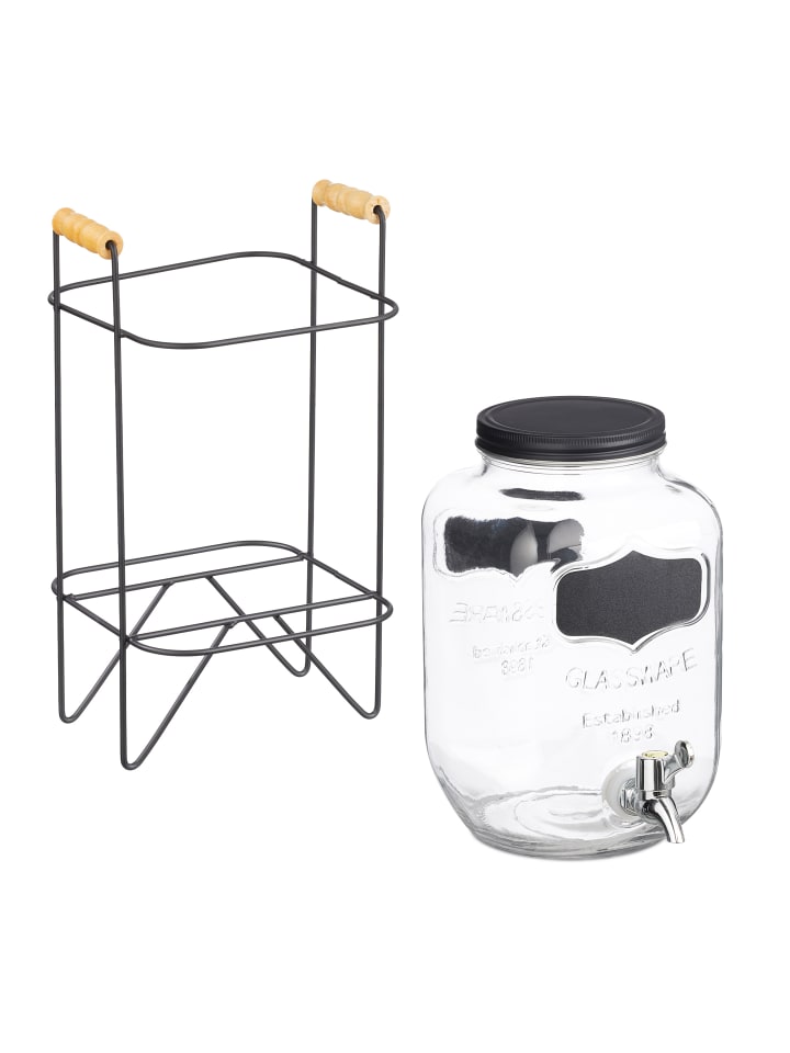 relaxdays Getränkespender in Transparent/ Schwarz - 4 l günstig kaufen onesize