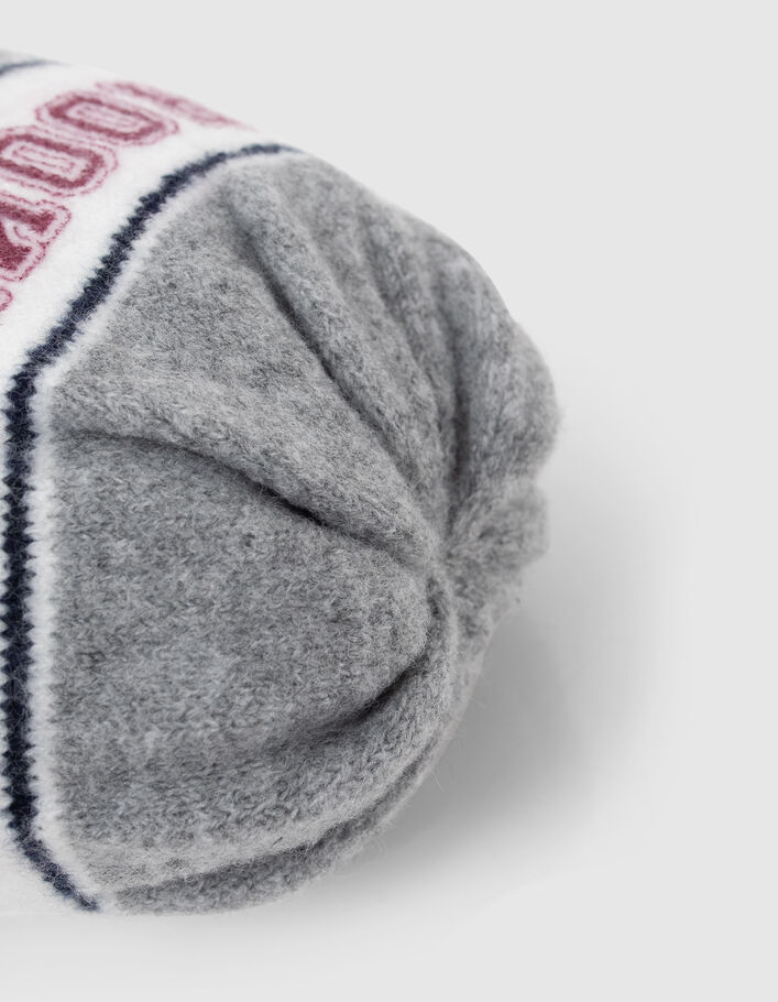 Bonnet gris tricot jacquard message garçon