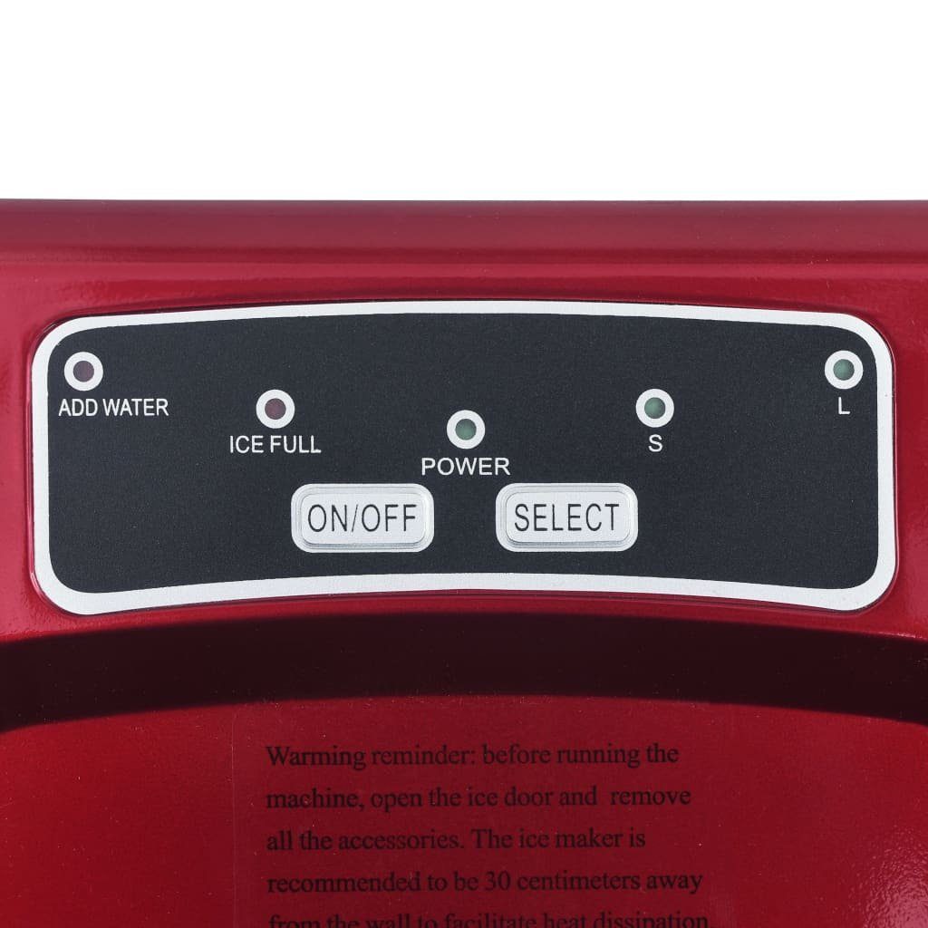 vidaXL Eiswürfelmaschine Eiswürfelbereiter Rot 1,4 L 15 kg / 24 h