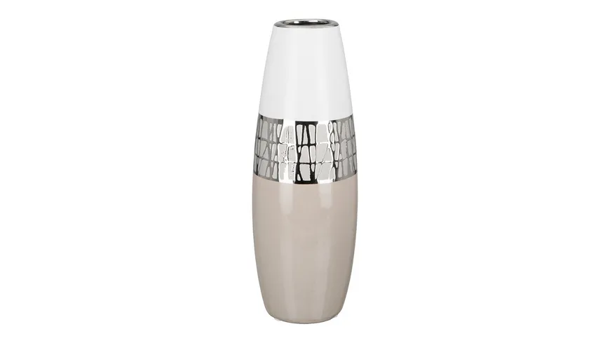 GILDE Kegelvase Pico H=29cm beige, weiß, silber