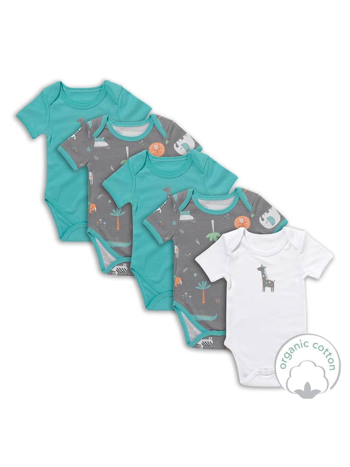 Schlummersack Bio Baby-Bodys kurzarm 5er-Pack in Anthrazit günstig kaufen
