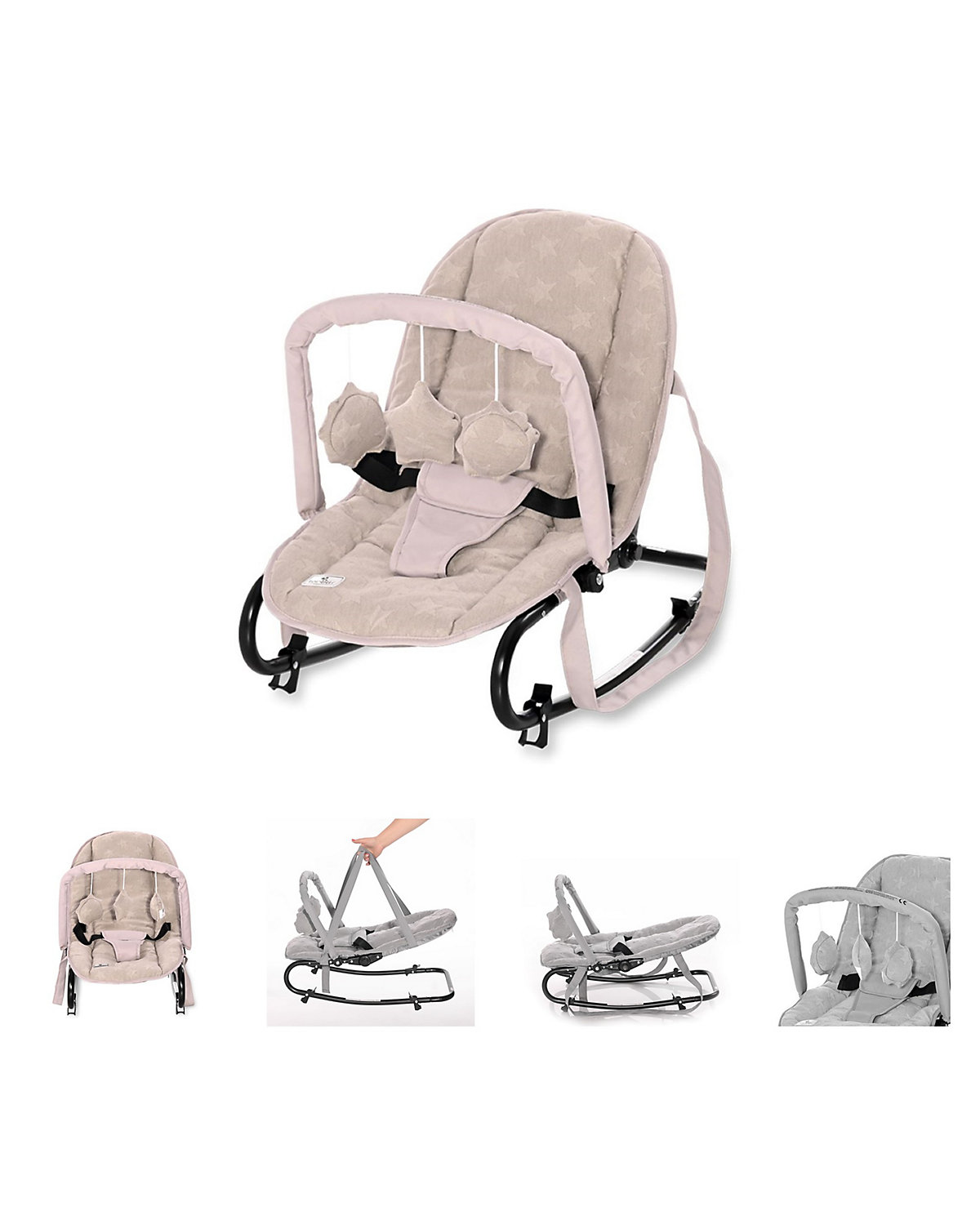Babywippe Eliza Luxe verstellbare Rückenlehne, Spielbogen, Tragegriffe Babywippen
