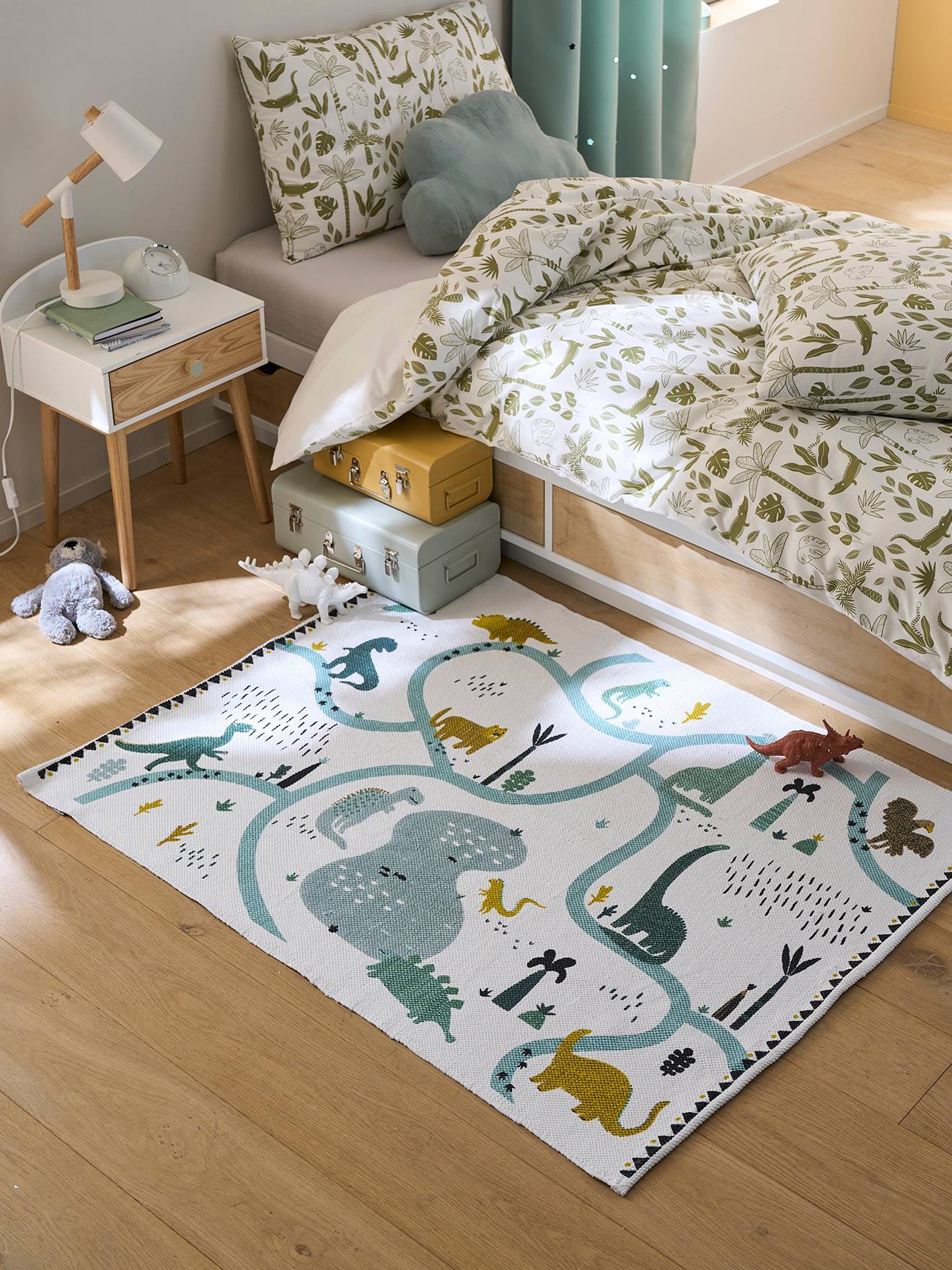 Tapis circuit DINOSAURE écru / multicolore