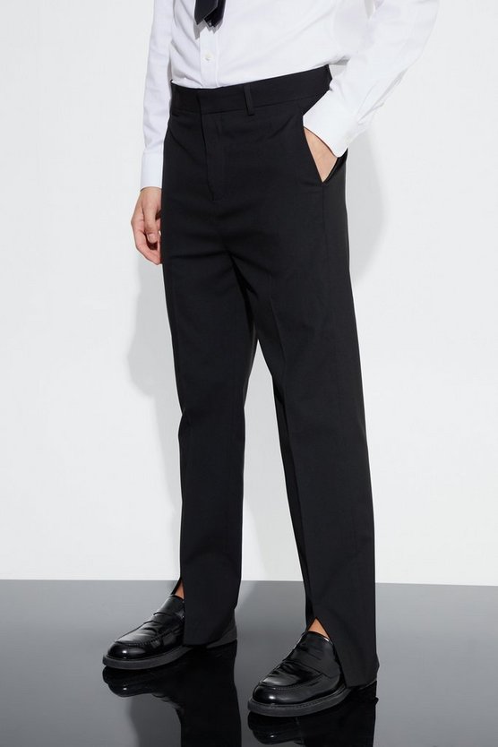 Hose mit geradem Bein und geteiltem Saum