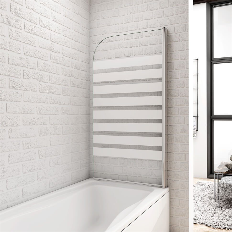 duschspa Badewannenaufsatz Badewannenaufsatz NANO Glas mit Querstreifen Drehwand Duschtrennwand, Einscheibensicherheitsglas, (Set), Breite 80cm, Höhe 140cm, Glas
