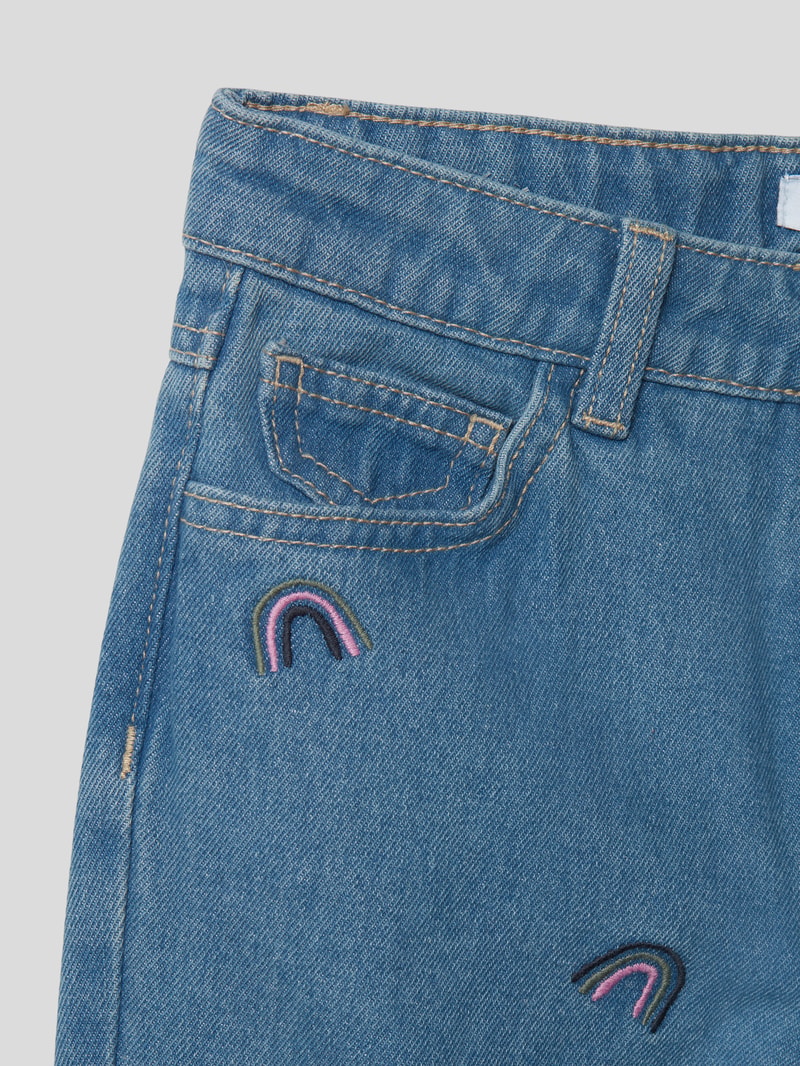 Mom Fit Jeans mit Motiv-Stitching Modell 'BELLA* in blau