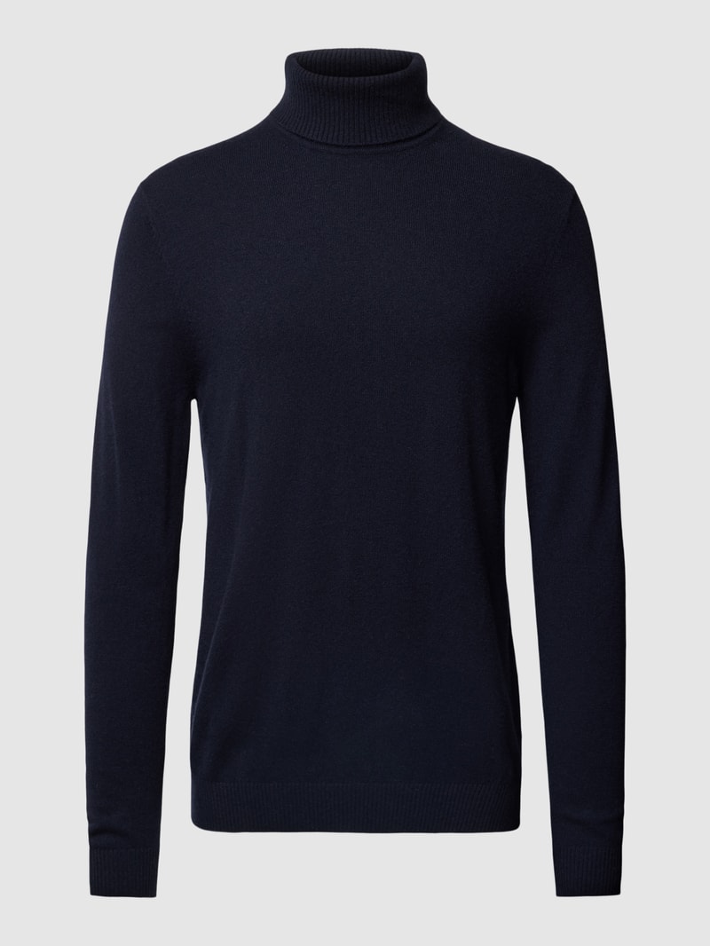 Strickpullover mit Rollkragen aus Kaschmir in marineblau