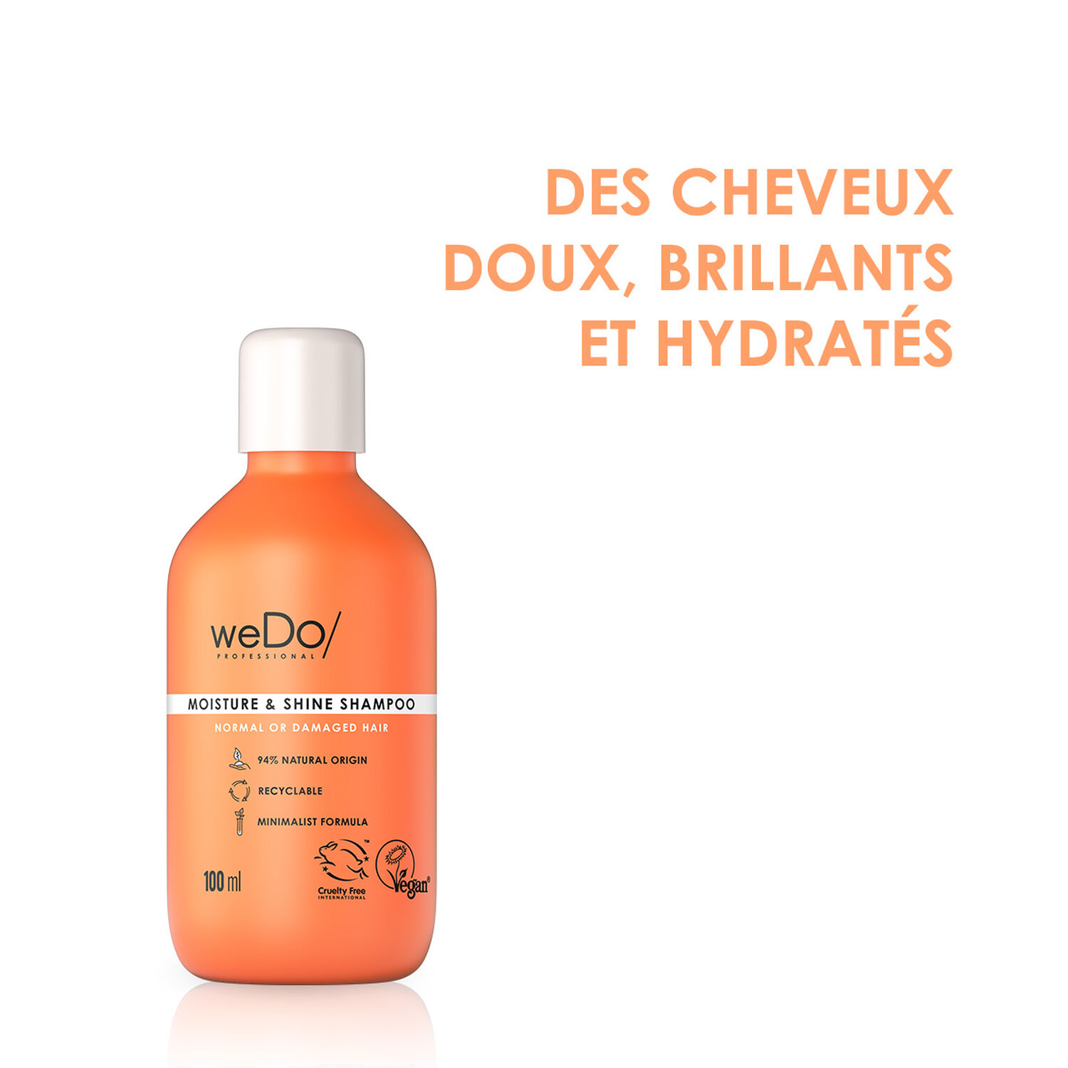 WeDo Shampooing Vegan Hydratation et Brillance - Cheveux Normaux et Abîmés
