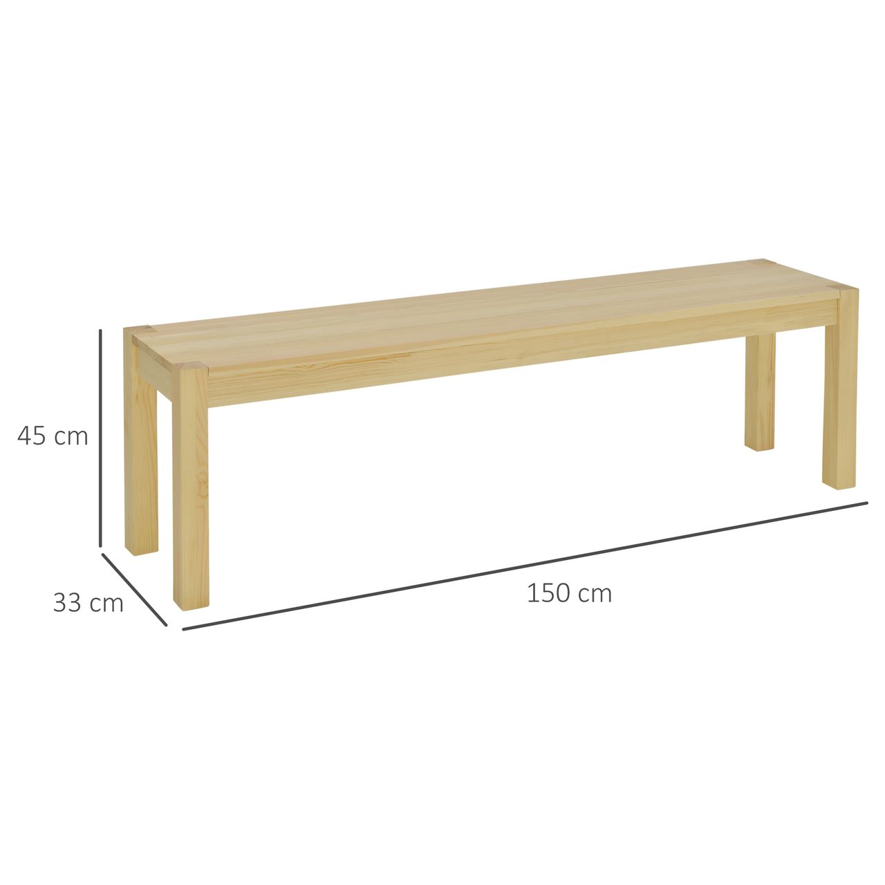 HOMCOM Sitzbank 3-Sitzer Holzbank Essbank im Landhaus-Stil, Küchenbank für Küche