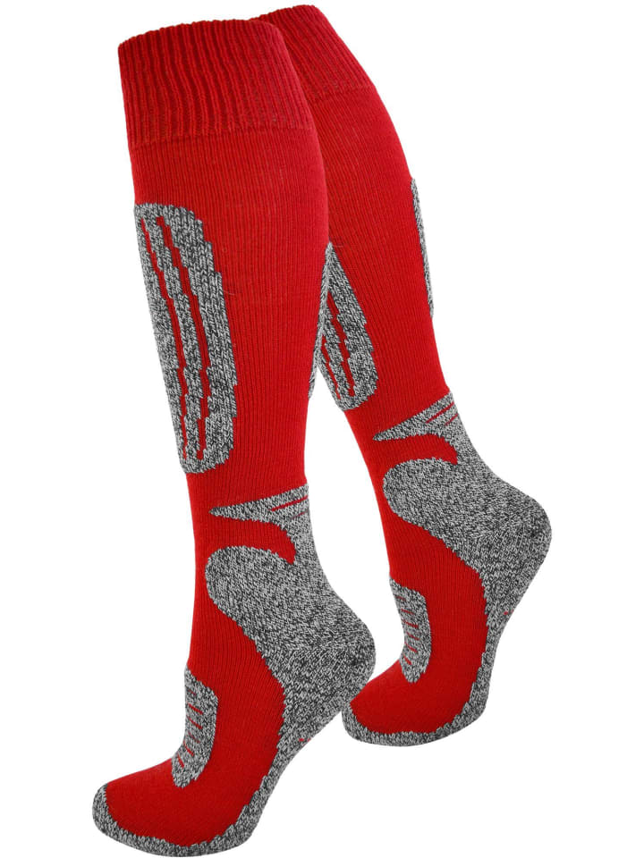 normani 2 Paar Ski-Kniestrümpfe Classic in Rot/Grau günstig kaufen