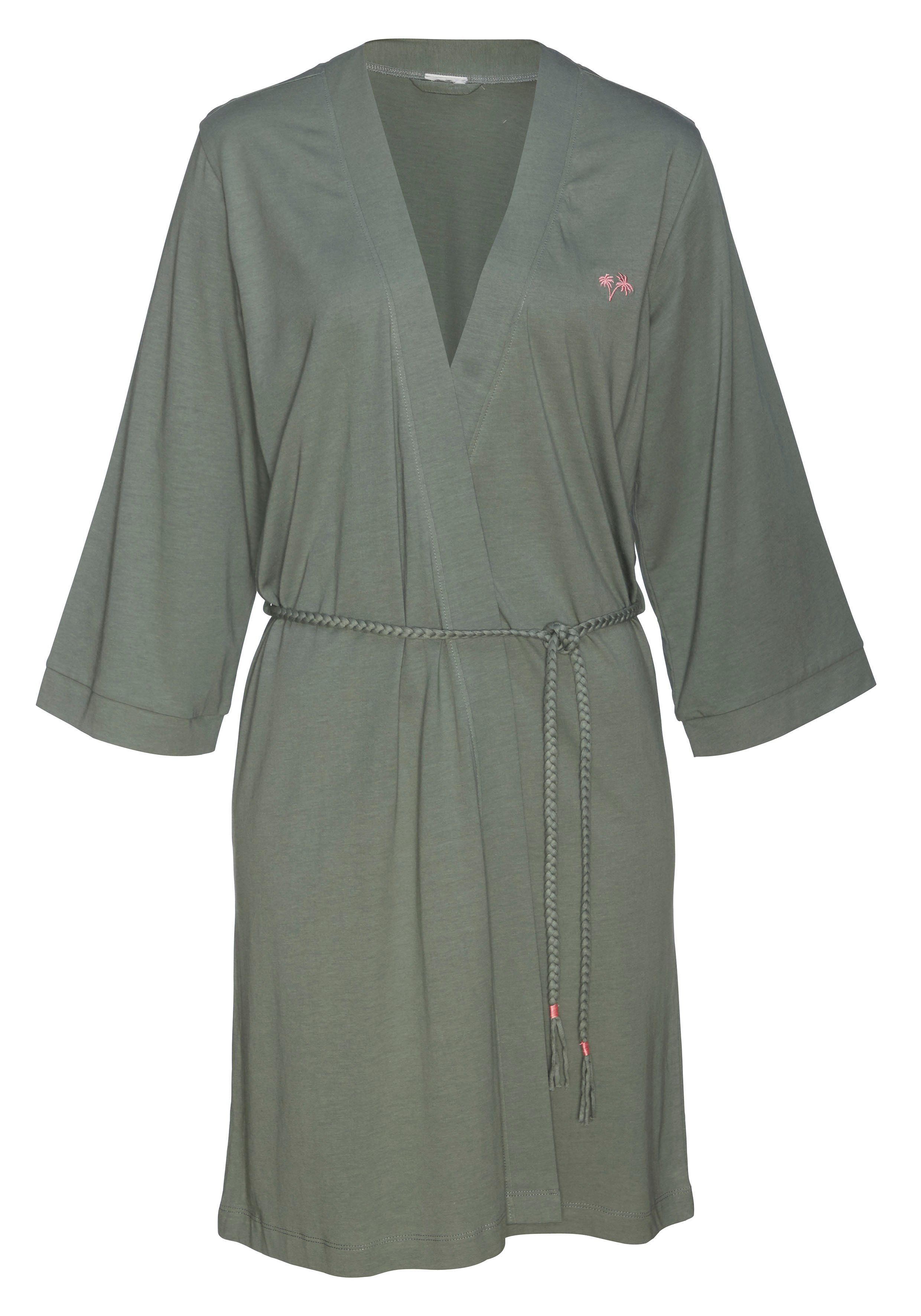 Vivance Dreams Kimono, Kurzform, Baumwoll-Mix, Kimono-Kragen, Gürtel, uni oder mit floralem Druck