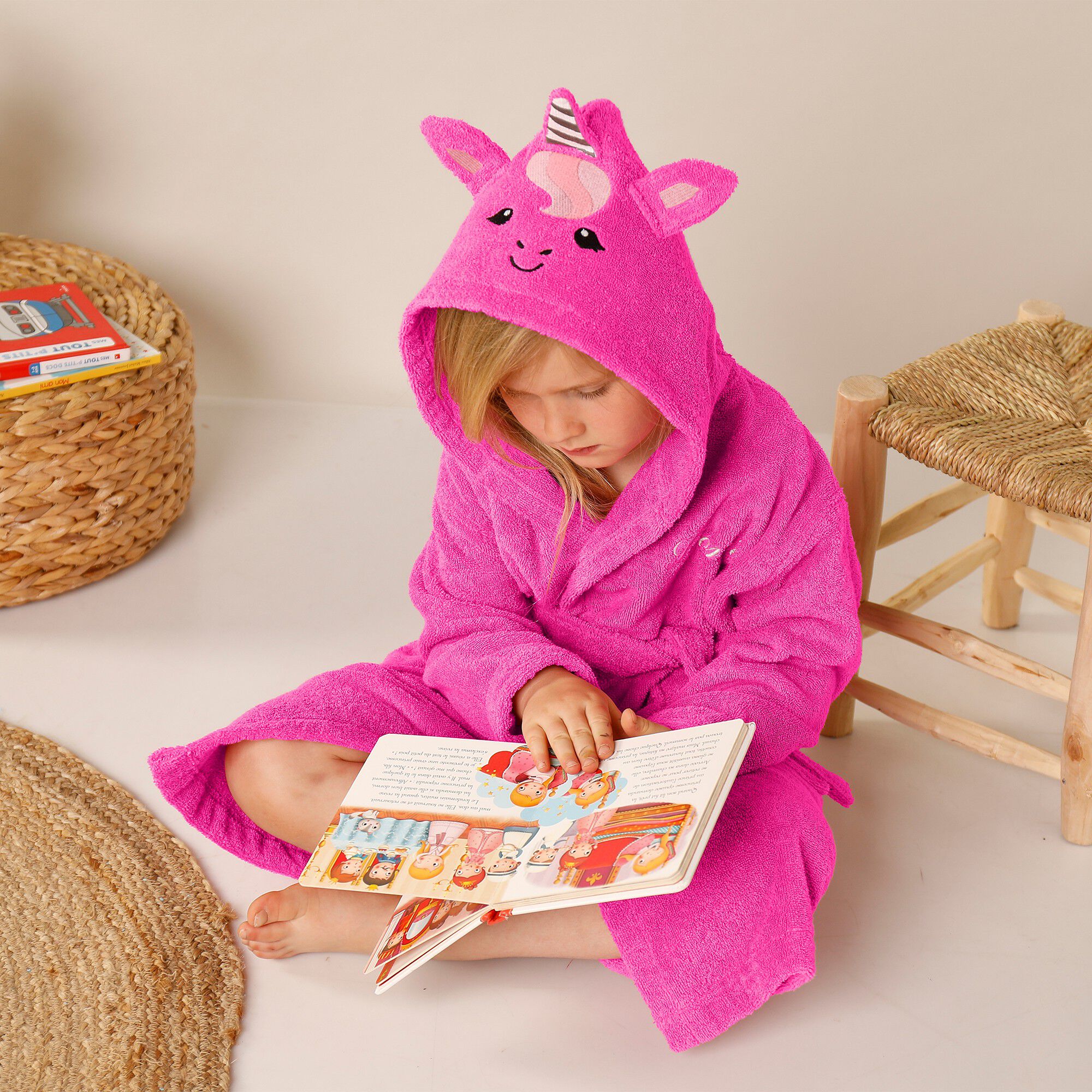 Peignoir de bain enfant personnalisable licorne à capuche