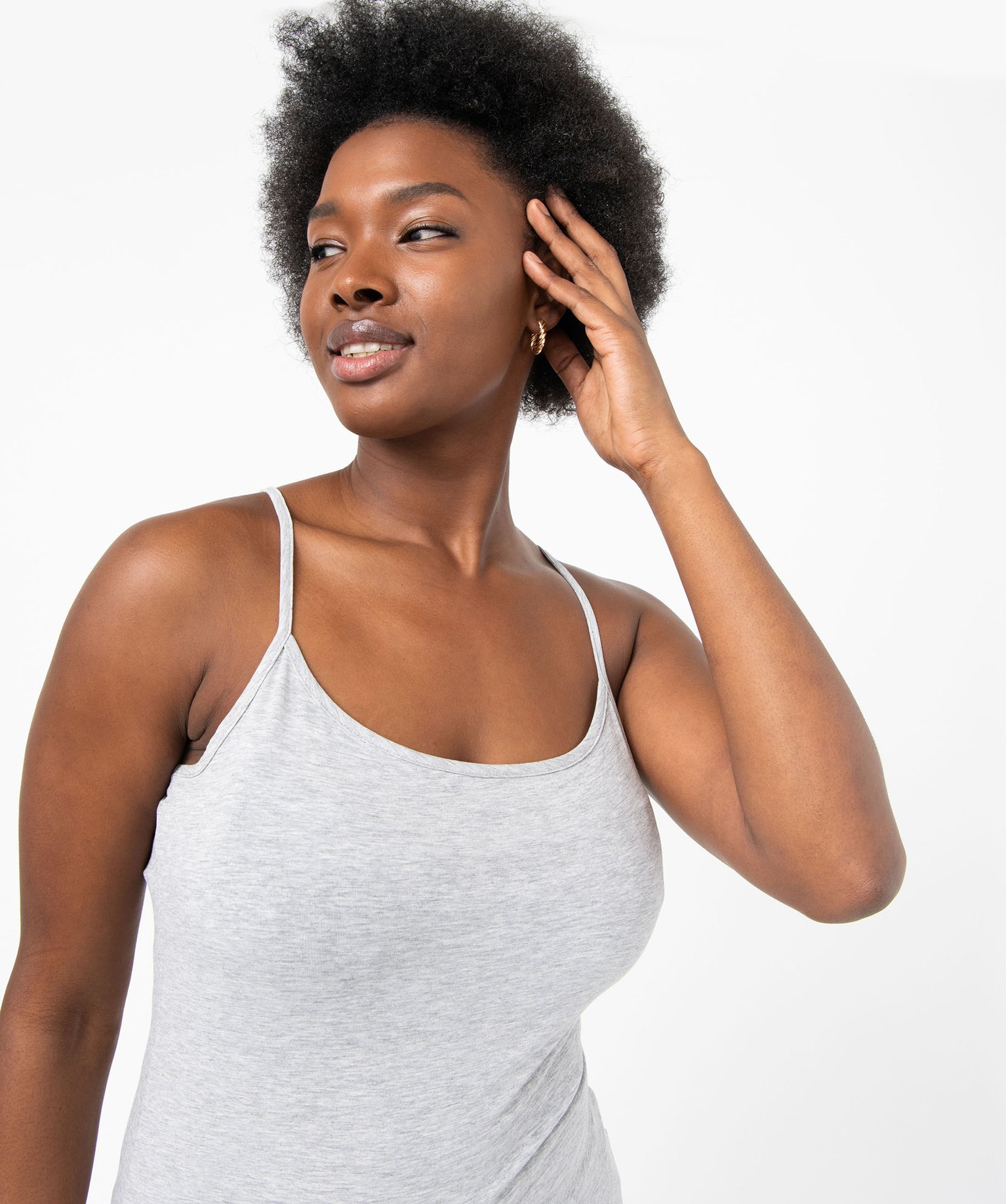 Débardeur femme uni à fines bretelles gris clair | GEMO
