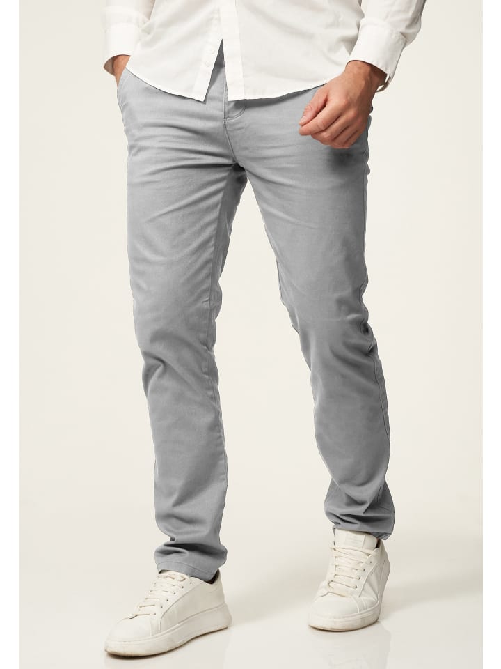DAILY COTTON Chinohose - DCPROVO Chino Hose Elastische Jeans Stoffhose Slim-Fit in Hellgrau günstig kaufen