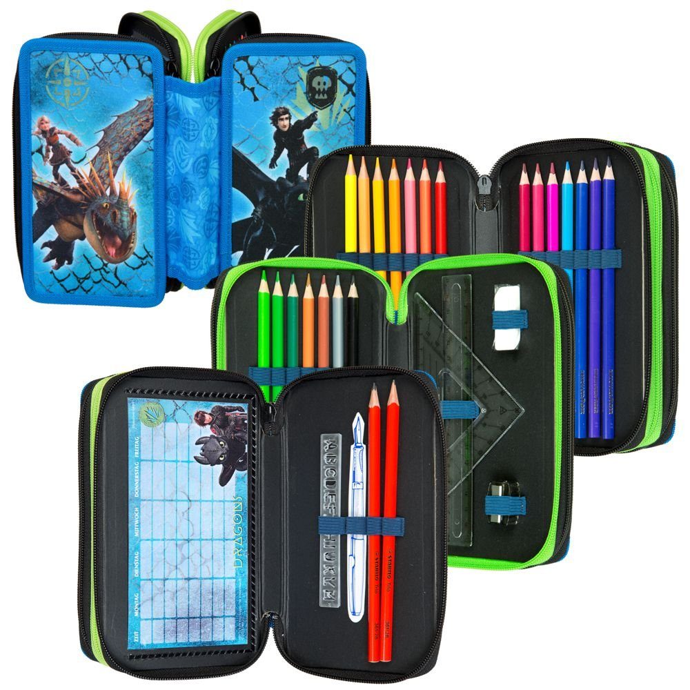 Dragons Federtasche Federtasche gefüllt DreamWorks Dragons Federmappe Stifte-Etui